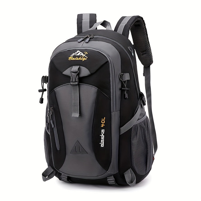 40L Black Oxford Backpack for Hiking, Travel & Outdoor Adventures - Lightweight, Durable with Adjustable Straps, Design, Perfect for Camping, Cycling & Student Use