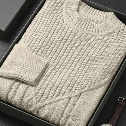 Fashion Knit Round Neck Sweater Pullover - Soft, Breathable, Medium Stretch, Long Sleeve, Casual Top for City Walks, Streets, Outings, Outdoor Activities - Perfect for Autumn and Winter