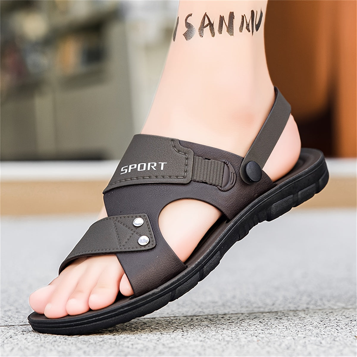 Men's Large Size Dual-purpose Outdoor Slipper for Couples, Outdoor Sports, Non-slip Soft Bottom Driving Shoes, Beach Open-toe Slippers - ayq