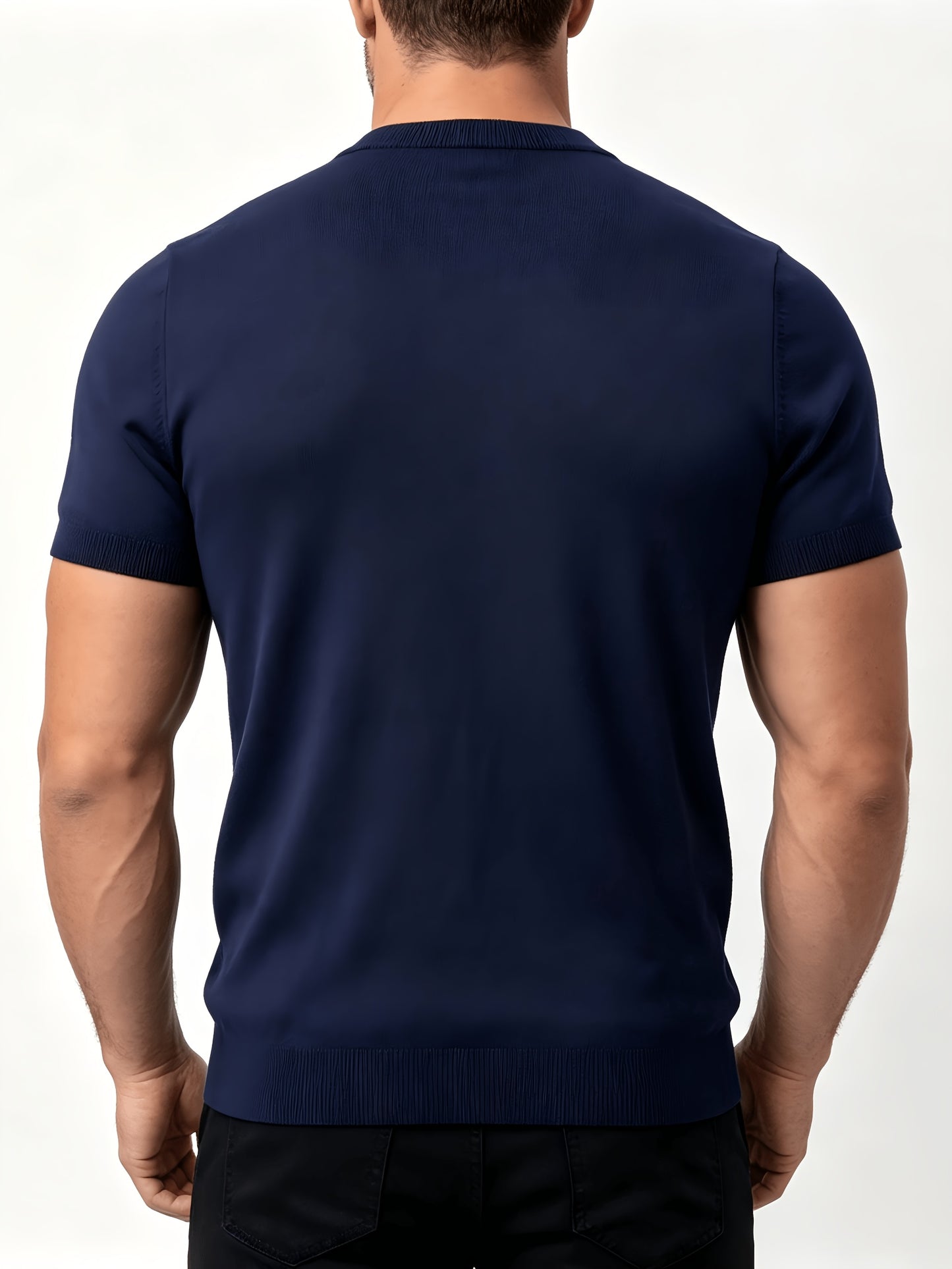 Men's Summer Casual Knit T-Shirt, Soft Breathable Crew Neck