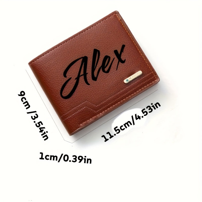 [Customization] Personalized Customized Letter Solid Color Men's Wallet, Black Fashion Foldable Card Bag, Casual Men's Change Storage Bag, Suitable for Husband, Bag Birthday Gift, Holiday Anniversary Gift