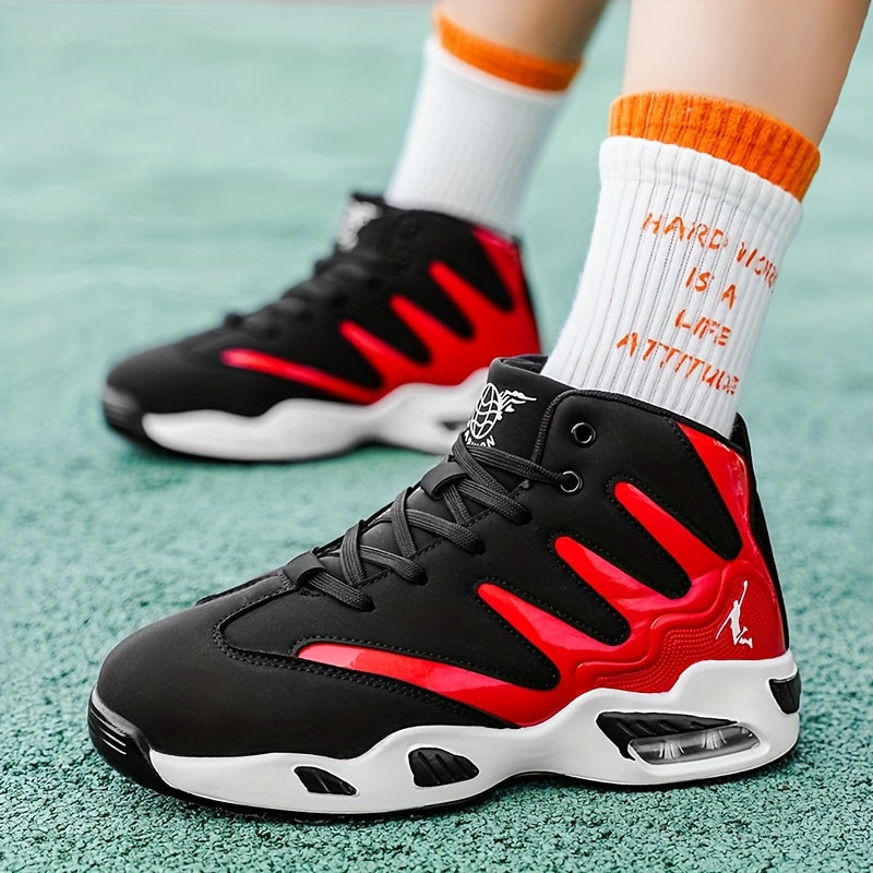 Men's High-Top Basketball Shoes Lightweight Breathable PU Sneakers