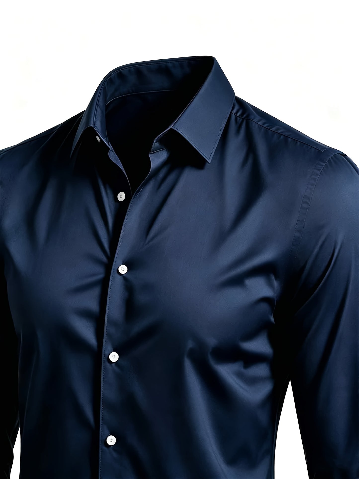 Men's Casual Long Sleeve Button-Up Solid Color Shirt