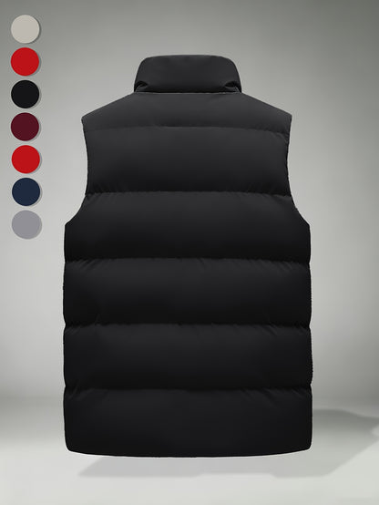 Men's Autumn-Winter Stand Collar Warm Polyester Vest