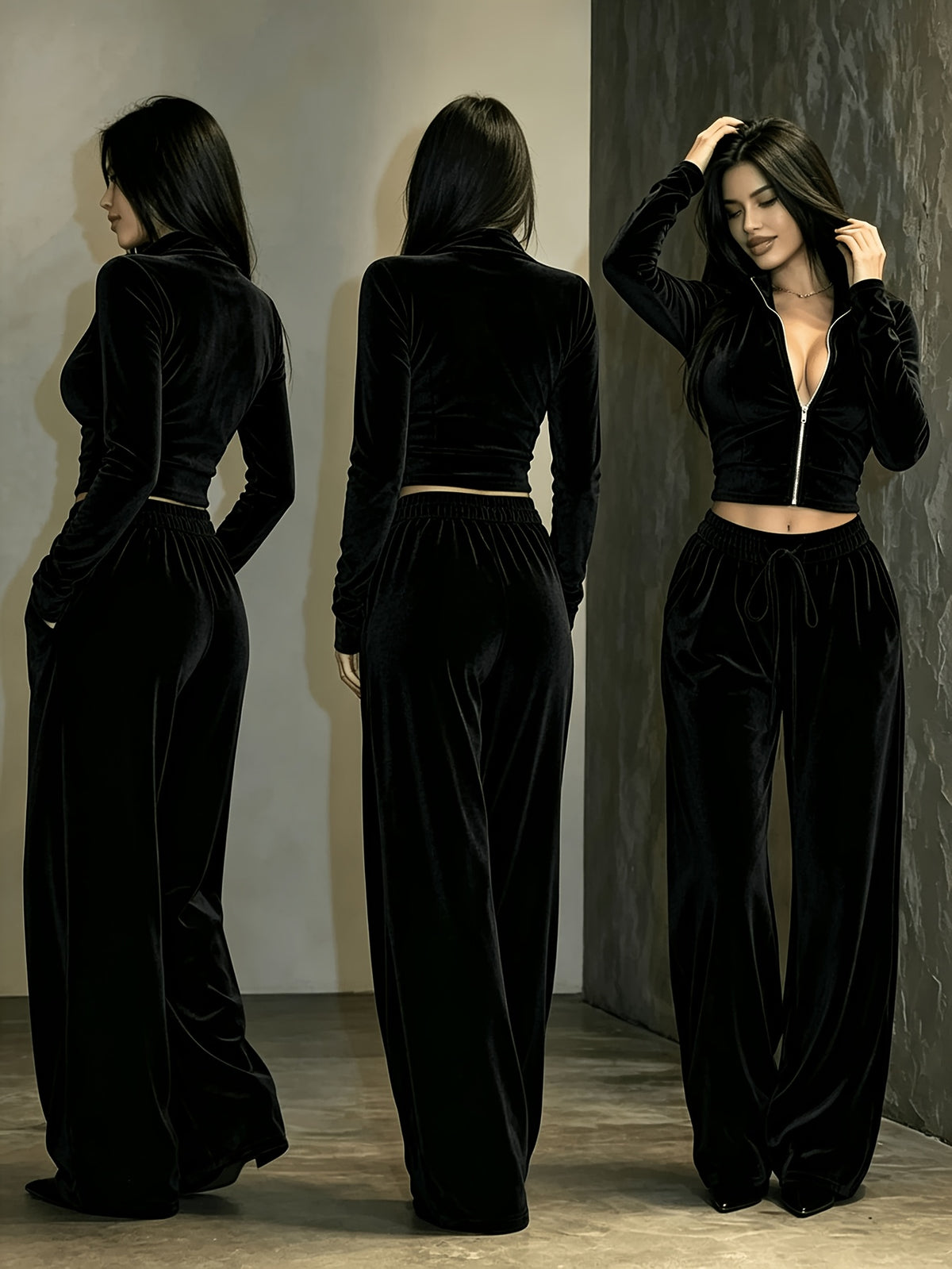 Women’s Casual Autumn Winter Two-Piece Lace-Up Waist Set