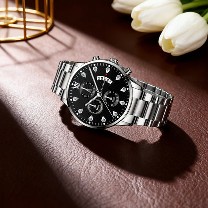 5pcs Men'S Watch and Wallet Gift Set | Fashion Belt, Easy Keychain, Portable Sign Pen - Ideal for Father'S Day, Valentine'S Day, Birthdays, Graduations, Business Openings - No Box Included