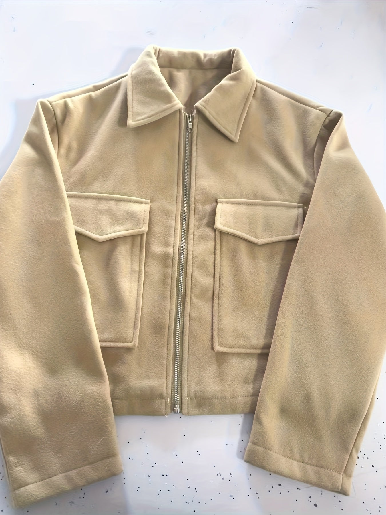 Women's Solid Full-Zip Winter Jacket with Structured Collar