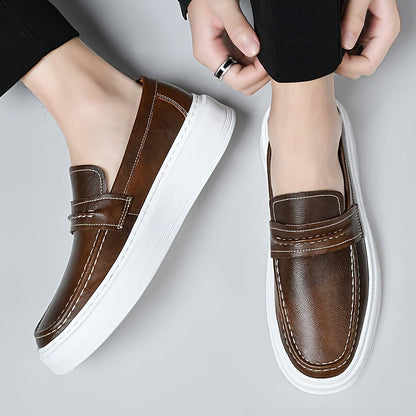 Men's All-Season Casual Loafers Slip-On Split Leather Shoes
