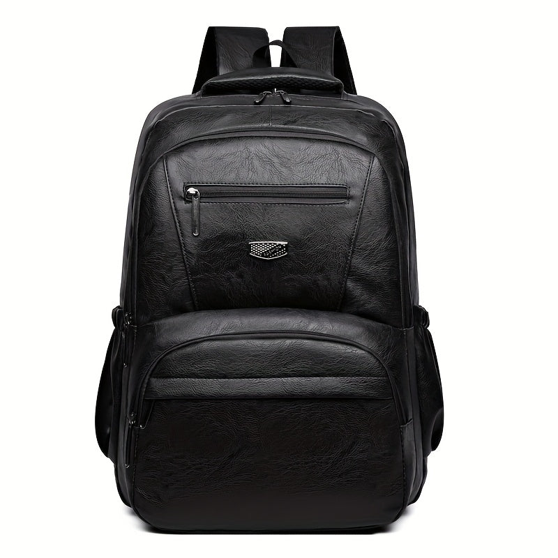 Men's Vintage PU Large Capacity Multi-Pocket Backpack, Casual Commuter Travel Backpack - ayq