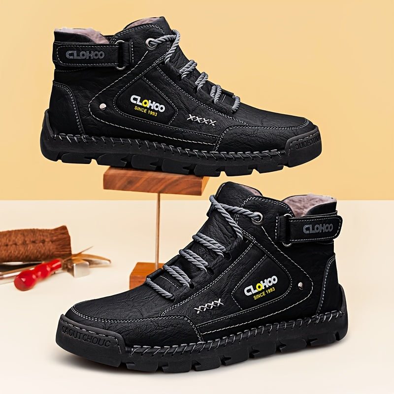 Men's Warm Winter Ankle Boots - Durable Handmade Lace-Up Chukas