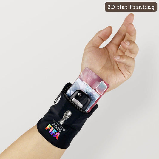 FIFA 2026 Casual Black Wrist Wallet with Zipper Pocket - ayq