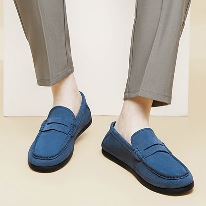 Men's Wide Fit Casual Suede Loafers Comfortable Slip-On Flats