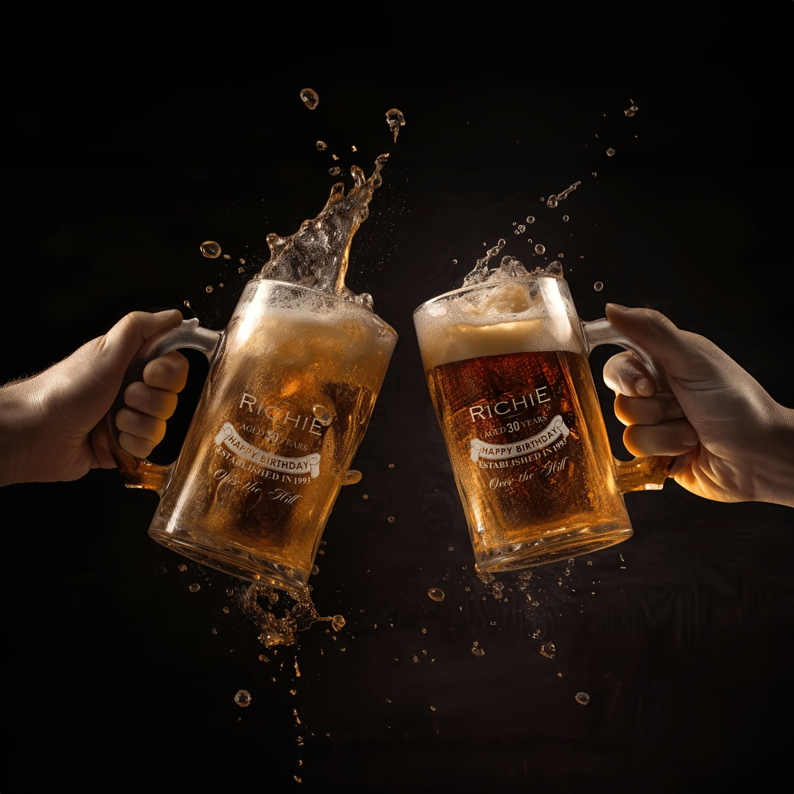 Personalized Large Glass Beer Mug - Custom Engraved Gift