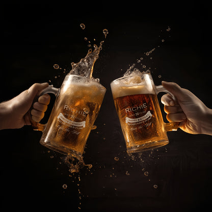 Personalized Large Glass Beer Mug - Custom Engraved Gift