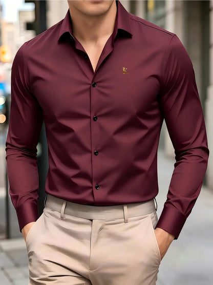 Men's Casual Minimalist Logo Print Shirt for Spring and Fall