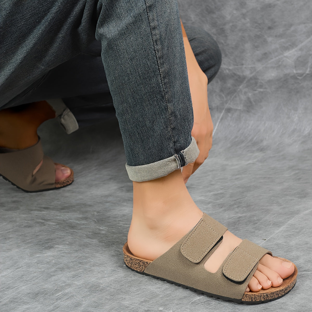 Vintage Round Toe Slippers with Thick Sole & Adjustable Fit