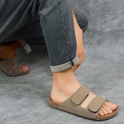 Vintage Round Toe Slippers with Thick Sole & Adjustable Fit