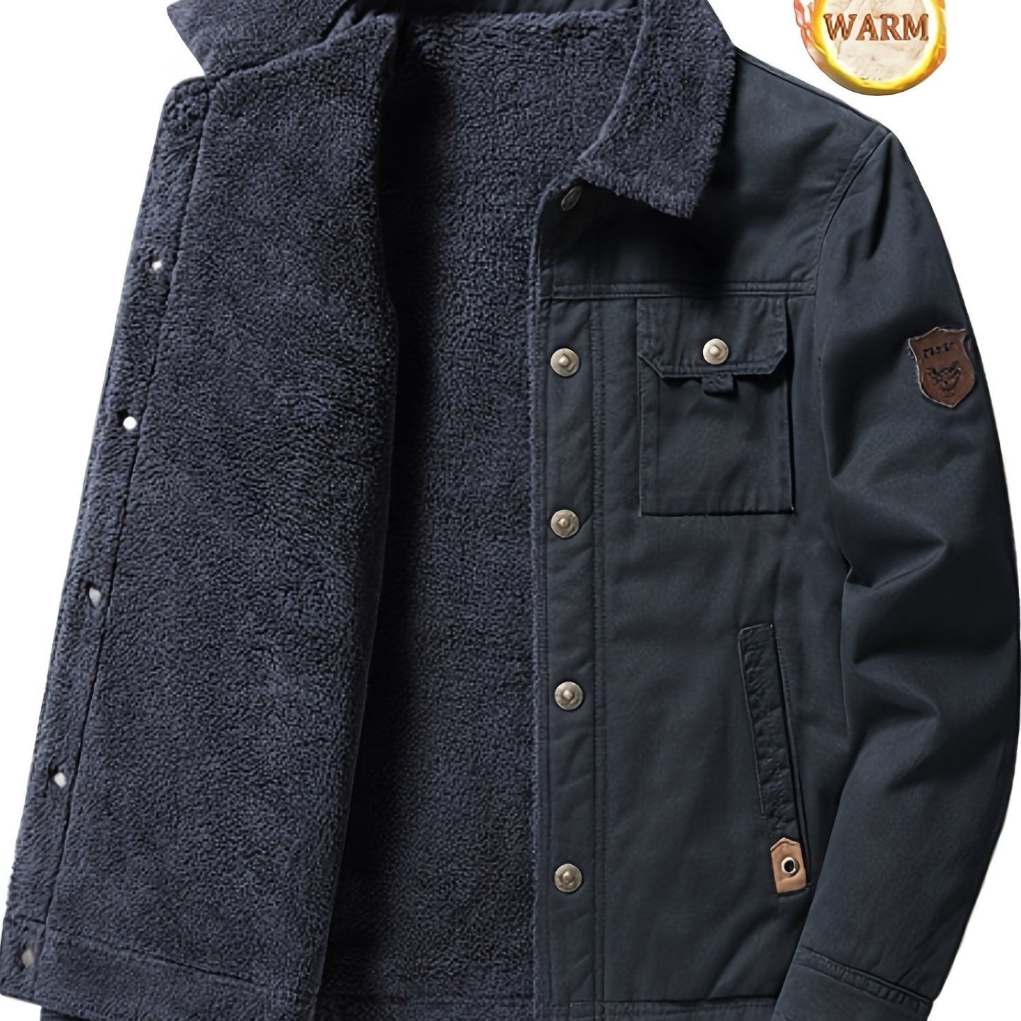 Men's High-End Fashion Casual Versatile Fleece-Lined Thickened Windproof Warm Hooded Winter Jacket