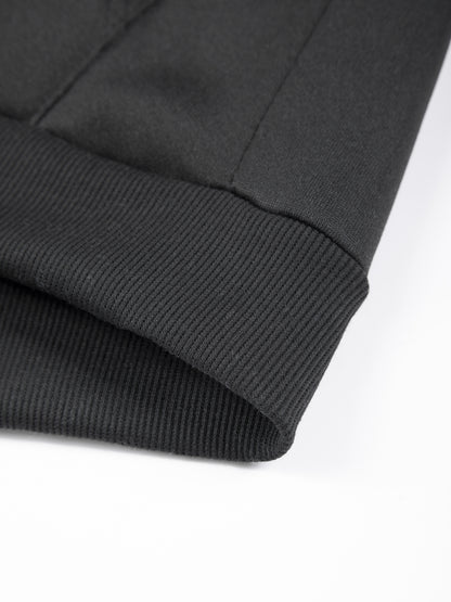 Men's Stand Collar Zip-Up Solid Color Fleece Jacket Long Sleeve Casual Sport Hoodless Coat with Large Side Pockets, Suitable for Daily Wear, Outdoor Activities, Hiking