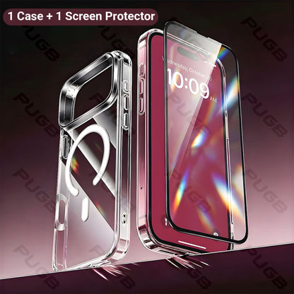 Transparent Magnetic Wireless Charging Phone Case for iPhone 13-18 Pro