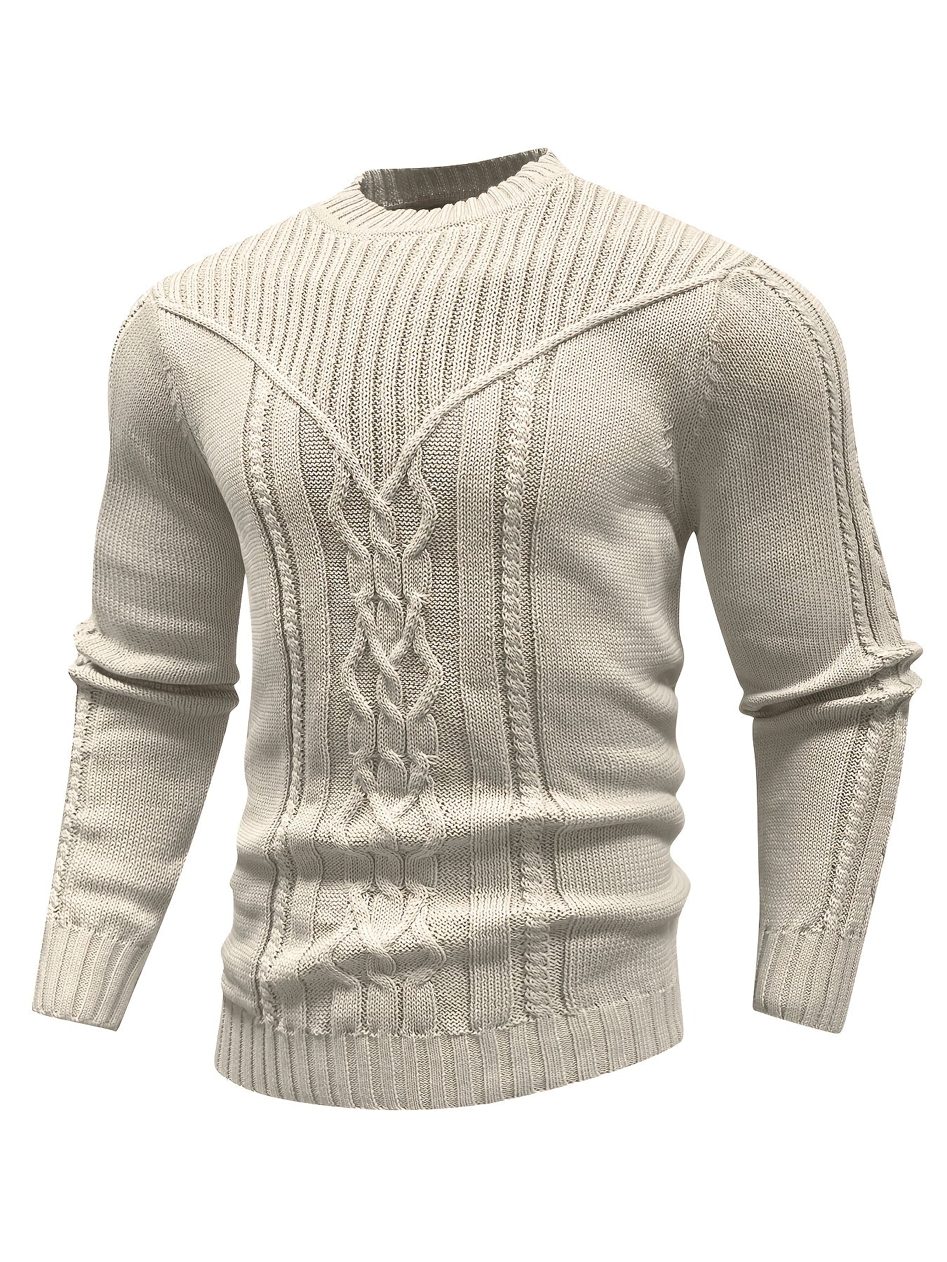 Fashion Knit Round Neck Sweater Pullover - Soft, Breathable, Medium Stretch, Long Sleeve, Casual Top for City Walks, Streets, Outings, Outdoor Activities - Perfect for Autumn and Winter
