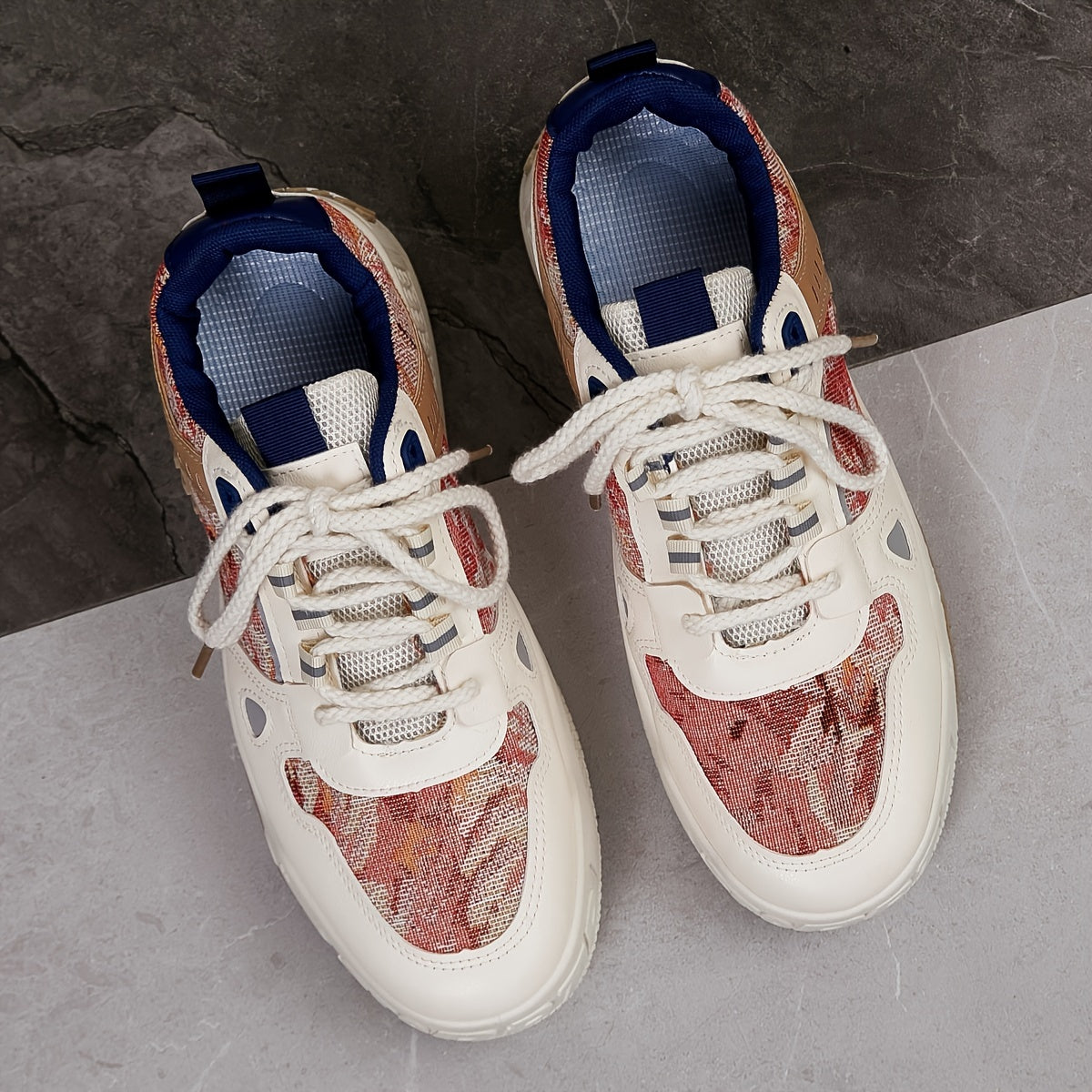 Men's Trendy All-Season Sneakers - Breathable, Non-Slip Casual  Sport Shoes with Thick Platform Sole, Lace-Up Design, Fashion Sneakers