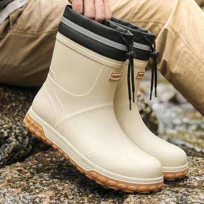 Men's Waterproof Short Rain Boots with Non-Slip Thick Sole