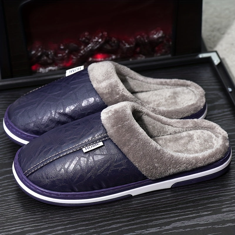 Men's Oversized Plush Winter Slippers Soft Warm Indoor Shoes