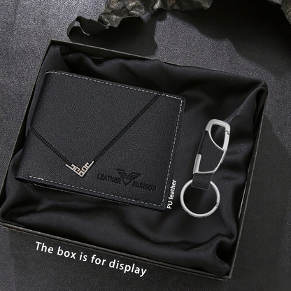 2pcs Men'S Wallet + Keychain Set | Stylish Casual Luxury Sports Wallet, Trendy Daily Essential Accessory, Designed Exclusively for Men, Lining, Dry Clean Only | Perfect Gift for Anniversaries, Valentine'S Day, Birthdays, East