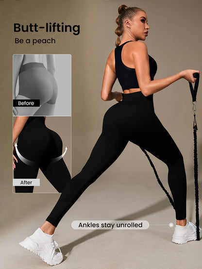 Women's High-Waisted Slimming Ribbed Leggings for Yoga