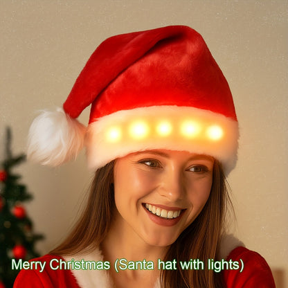 Luminous Christmas Hat Battery Powered Adult Party Hat. Lightweight, easy to wear with LED lights (luminous effect), suitable for Christmas, New Year, theme parties and family celebrations. Also serves as Christmas lights, li