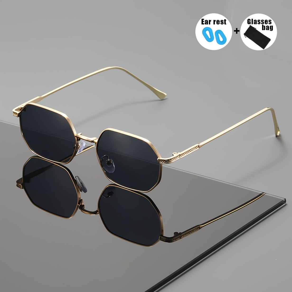 Unisex Vintage Sunglasses with UV400 Protection and Golden Frame