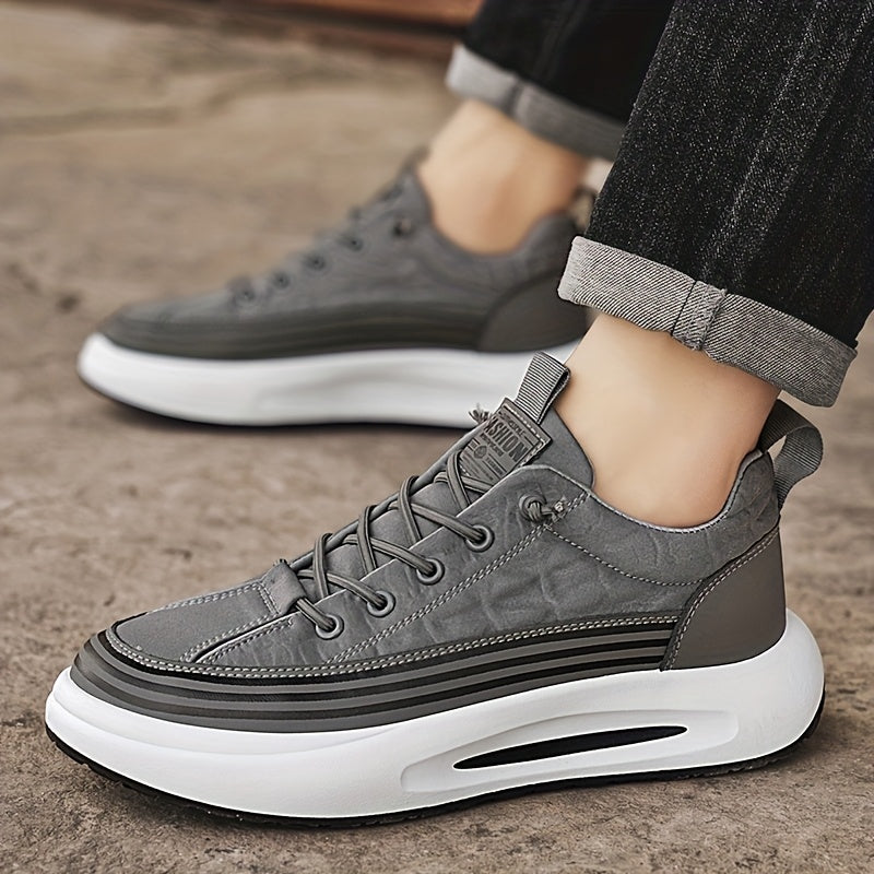 Men's Slip-On Casual Sneakers - Breathable Comfortable Low-Top Shoes with Elastic Panels, PU Upper  PVC Sole for Outdoor Hiking, Running, Daily Wear - All-Season Versatile Streetwear, Hiking Street Shoes, Modern Street Shoes