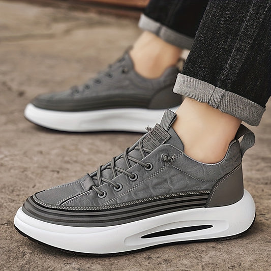 Men's Slip-On Casual Sneakers - Breathable Comfortable Low-Top Shoes with Elastic Panels, PU Upper  PVC Sole for Outdoor Hiking, Running, Daily Wear - All-Season Versatile Streetwear, Hiking Street Shoes, Modern Street Shoes