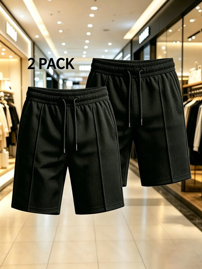 Men's Casual Summer Sports Shorts 2-Pack in Solid Colors