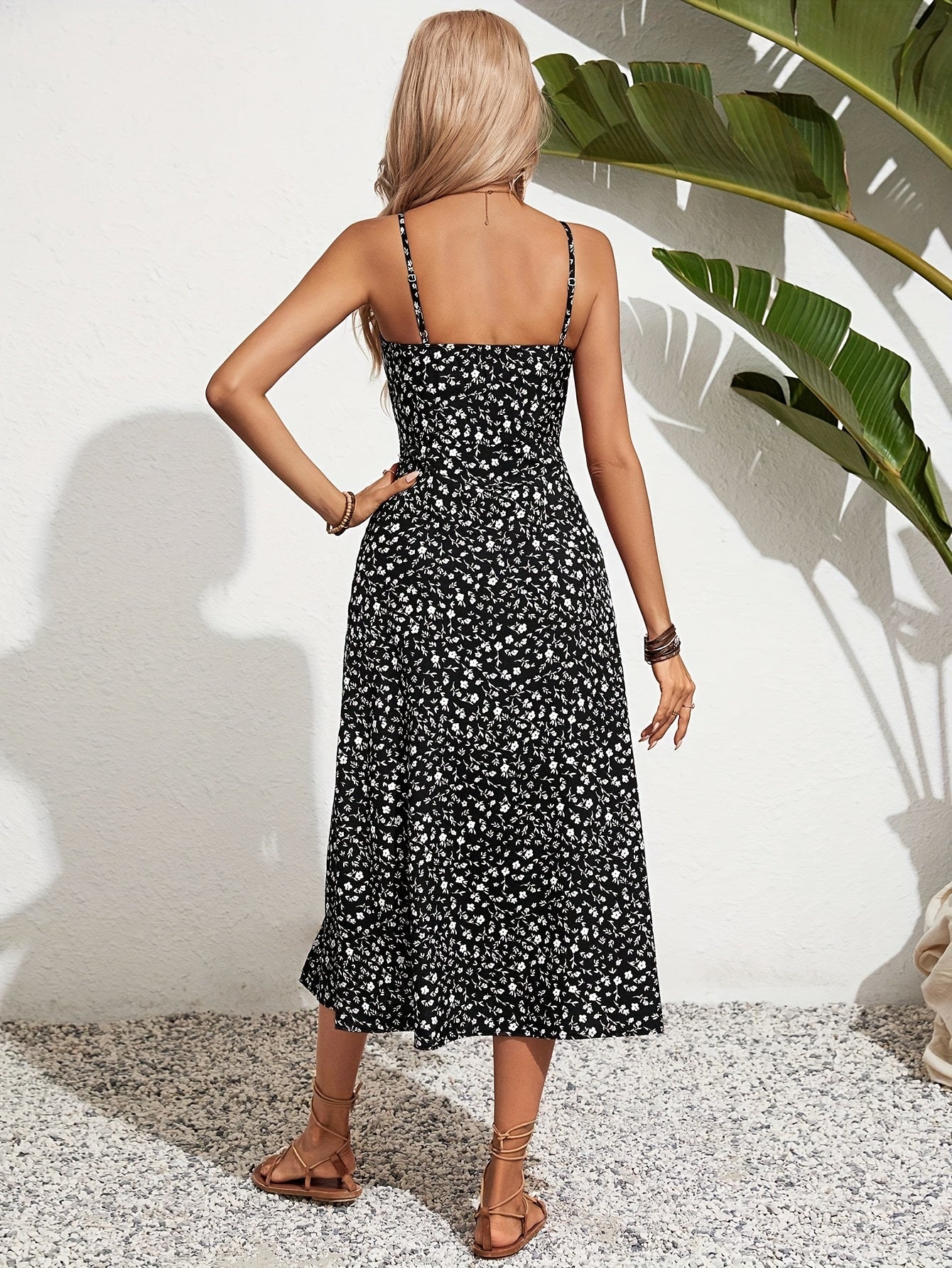 Women's Black & White Floral Off-Shoulder Maxi Dress for Summer