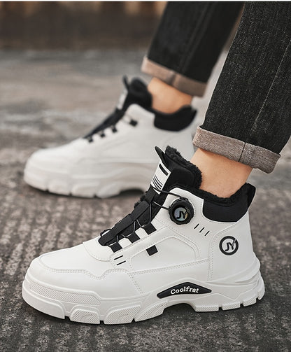 Men'S Winter High-Top Boots - Thick Warm Lace-Up Ankle Boots with Rubber Sole, Non-Slip Traction, Brown/ Color Options - Cold Weather Shoes for Everyday & Formal, Winter Boots, Formal Footwear, Retro Style, Durable Constructi