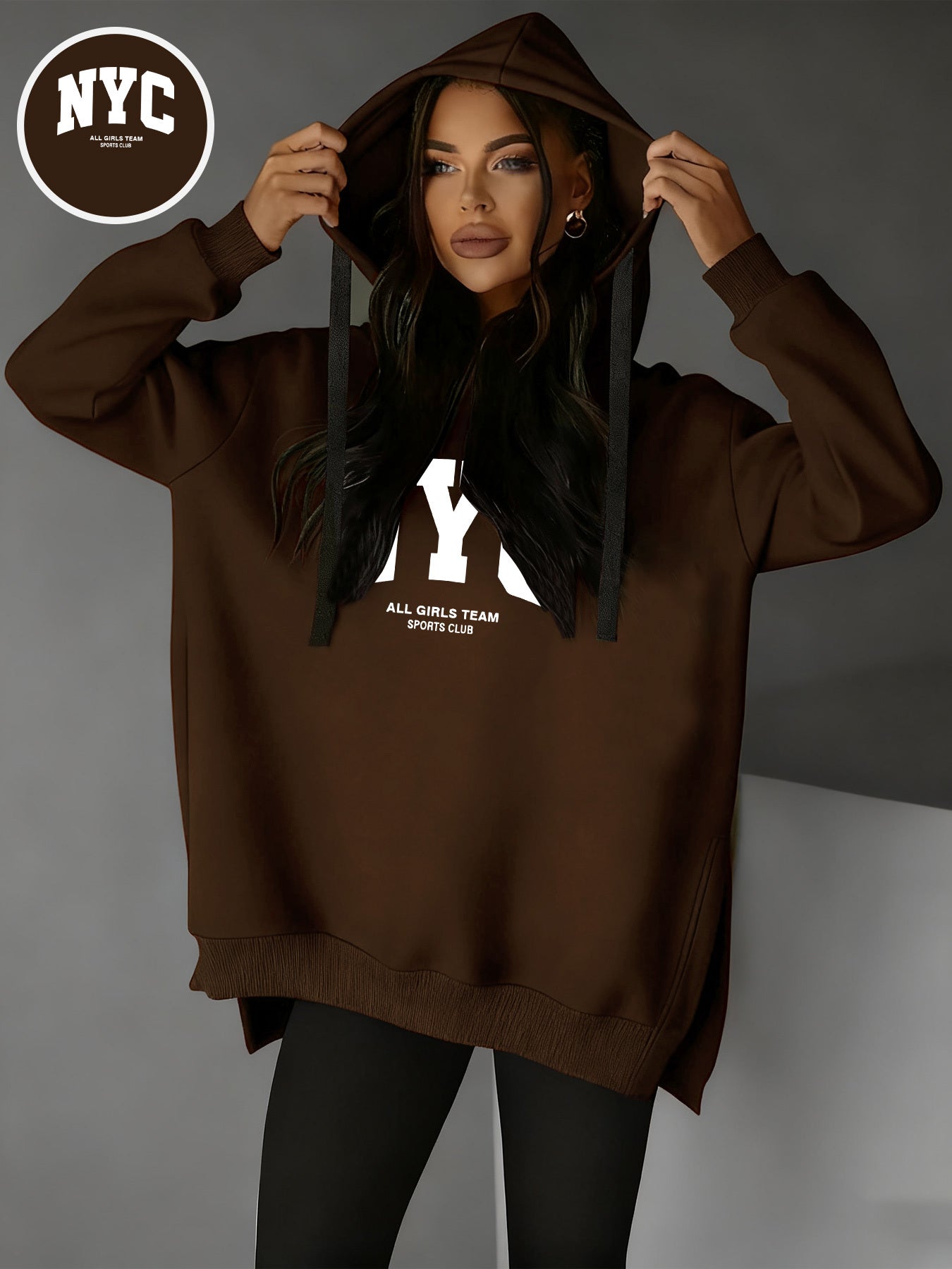 Women’s Casual Hooded Hoodie with Side Slits for Fall & Winter