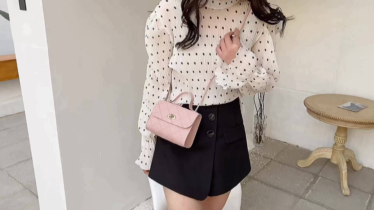 Women'S Stylish Crossbody Bag - a Chic Solid Color Shoulder Bag Featuring a Twist Lock Closure Design, Adjustable Strap with Golden Accents, Available in Patterns, And Comes in Black, Red, Pink, Brown