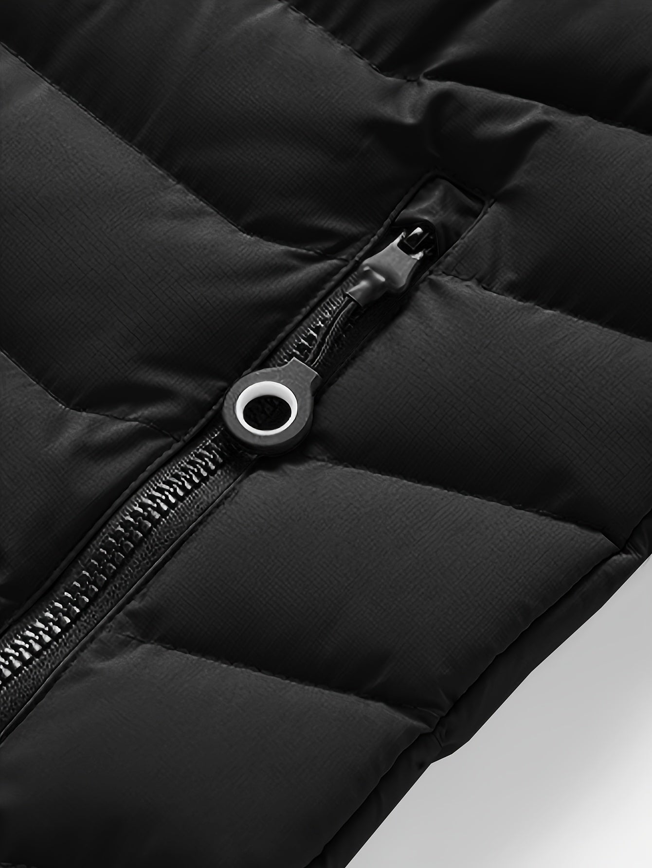 Men'S Winter Jacket with Detachable Hood - Black & Green Color Block, Zip-Up Casual Coat, Long Sleeve, Polyester Lining, Pockets, Regular Fit for Fall/Winter Outdoor Wear, Winter Coat, Fall Outerwear, Trendy Winter Jacket, Du