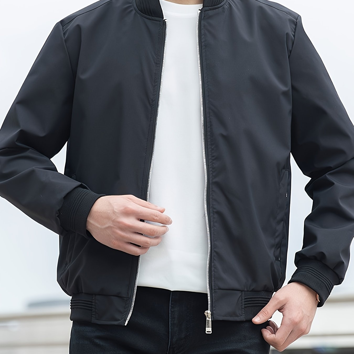 Men's Solid Color Business Jacket, Casual Stylish Outdoor Coat As Gift