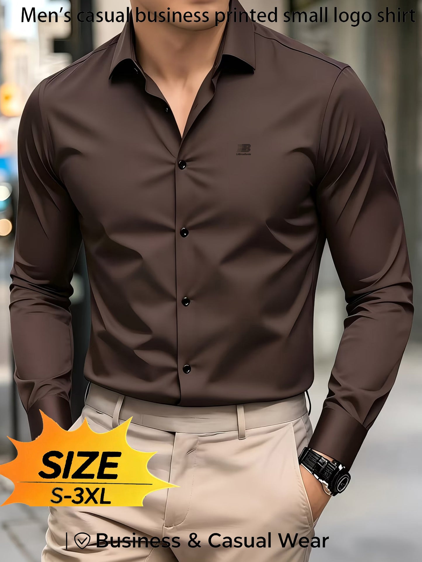 Men's Casual Long Sleeve Business Shirt for Spring and Fall
