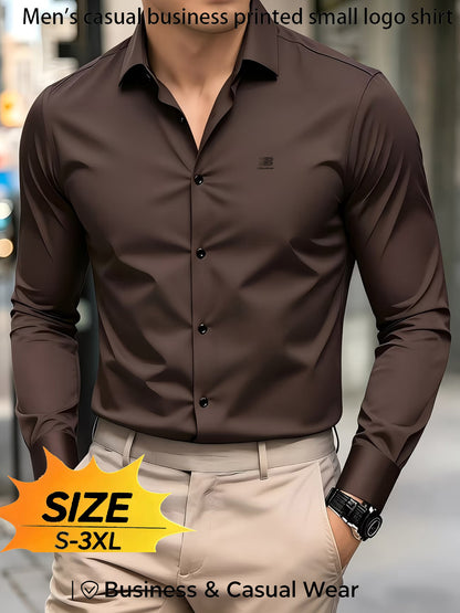 Men's Casual Long Sleeve Business Shirt for Spring and Fall