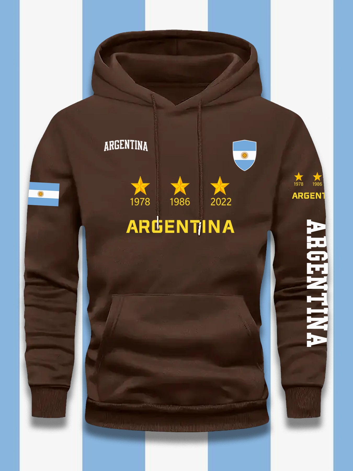 Men's Argentina Flag Hoodie - Casual Loose Fit Pullover