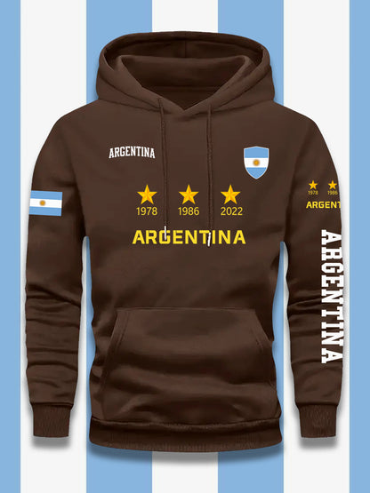 Men's Argentina Flag Hoodie - Casual Loose Fit Pullover