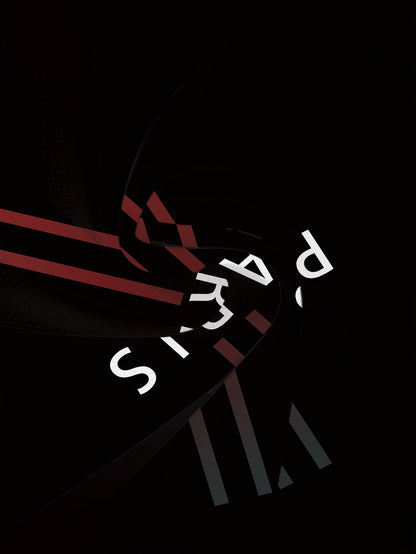 Men'S Paris Graphic Tee - Black Short Sleeve Crew Neck with Red  White Stripes, Casual Streetwear Style, Lightweight Polyester Blend, Machine Washable, Everyday Tshirt   Bold Graphic Tee   Glossy Texture