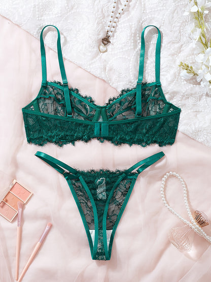 Elegant French-Style Sexy Lace Bra and Panty Set for Women