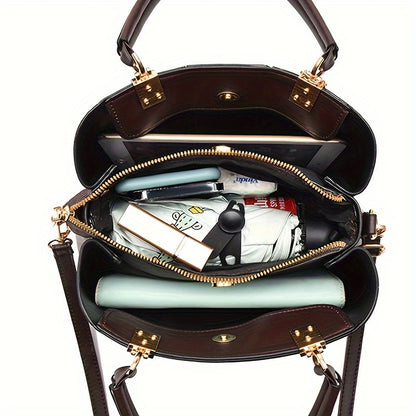 Elegant Large Capacity PU Shoulder Bag for Women with Animal Print