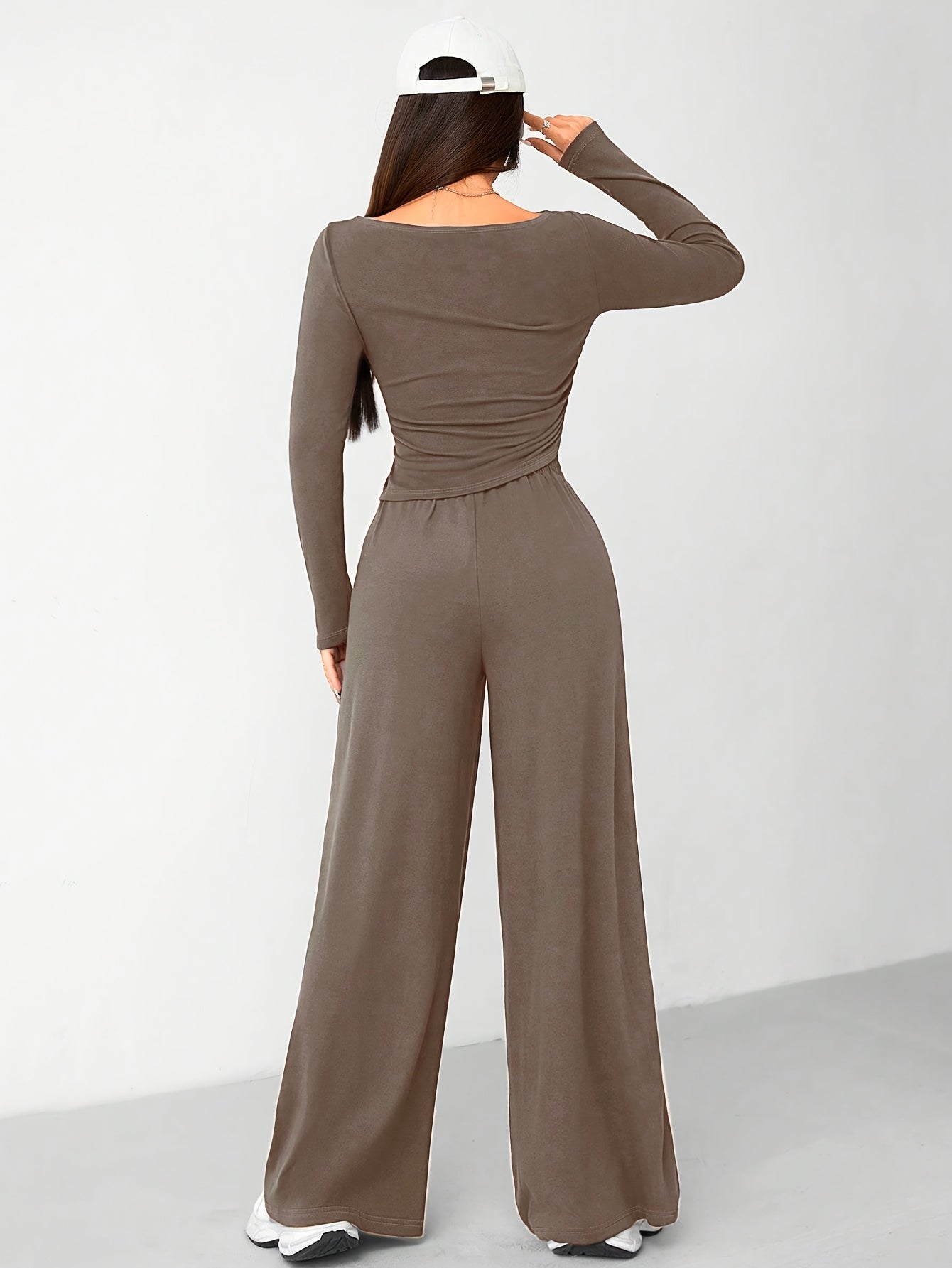 Relaxed Fit Women's Flared Pants Two-Piece Fashion Irregular Home Set