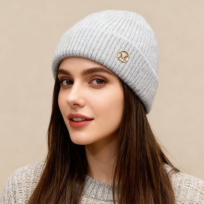 Women’s Warm Embroidered Acrylic Winter Hat, Thick Knit Cap